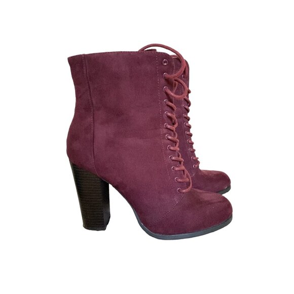 Burgundy Cambria Chunky Heel Boots sz 9 - Picture 1 of 3